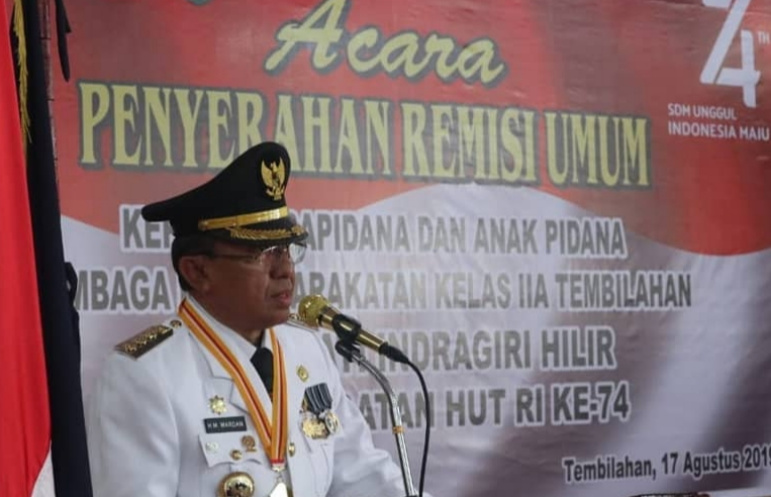 HUT RI Ke-74, Bupati Inhil Hadiri Acara Pemberian Remisi Bagi Warga Binaan Lapas Tembilahan