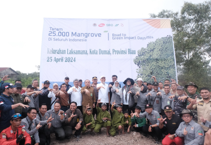 Dandim 0320/Dumai Ikuti Penanaman Mangrove Serentak
