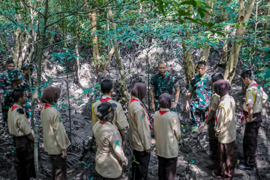 Ribuan Batang Pohon Mangrove Ditanam oleh Danrem 031/WB Bersama Dandim 0320/Dumai di Bandar Bakau Dumai