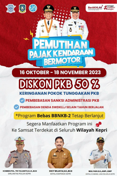 Pemprov Kepri Gelar Program Pemutihan Pajak Kendaraan Bermotor