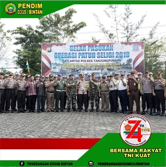 Dandim 0315/Bintan Hadiri Gelar Apel Pasukan Ops Patuh Seligi 2019 Polres Tanjungpinang