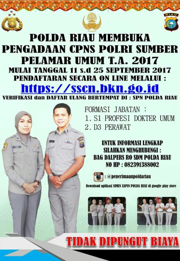 Kabar Gembira, Pembukaan CPNS Polri, Polda Riau Minta Hindari Calo