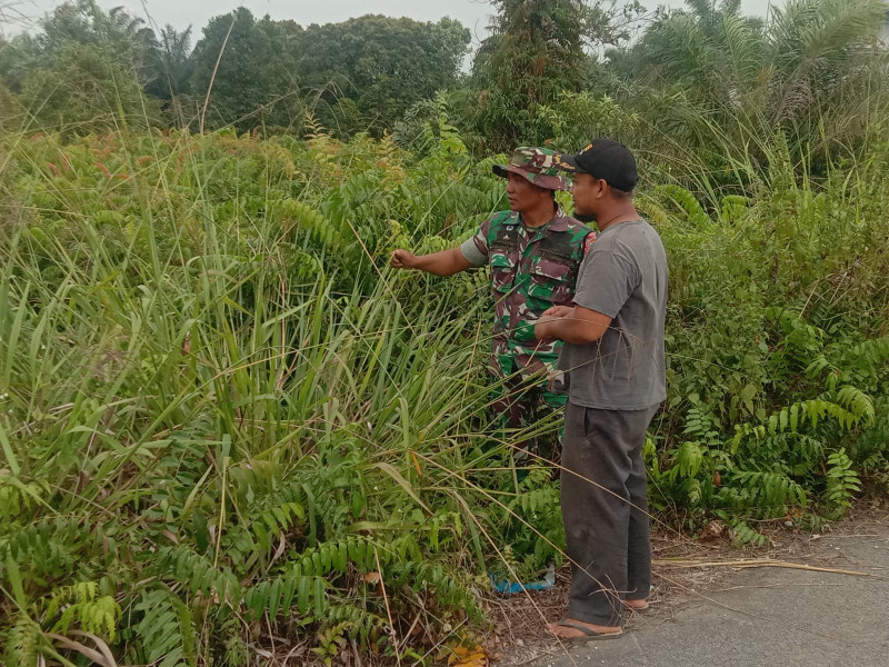 Cegah Potensi Kebakaran Serda Priyo Sudarmo Laksanakan Patroli di Wilayah Binaannya