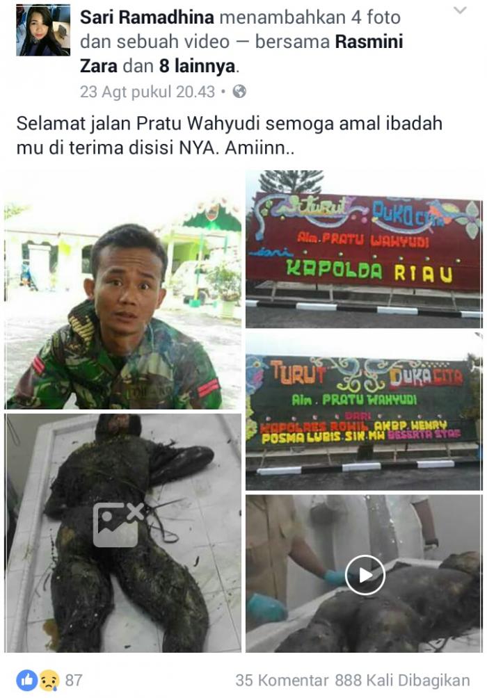 Miris...!!! Video Visum Jasad Pratu Wahyudi Menyebar di Medsos, RSUD Dumai Kecolongan