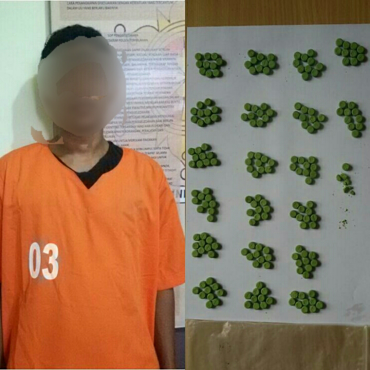 Polres Inhil Amankan Bandar dan Ratusan Butir Pil Extacy