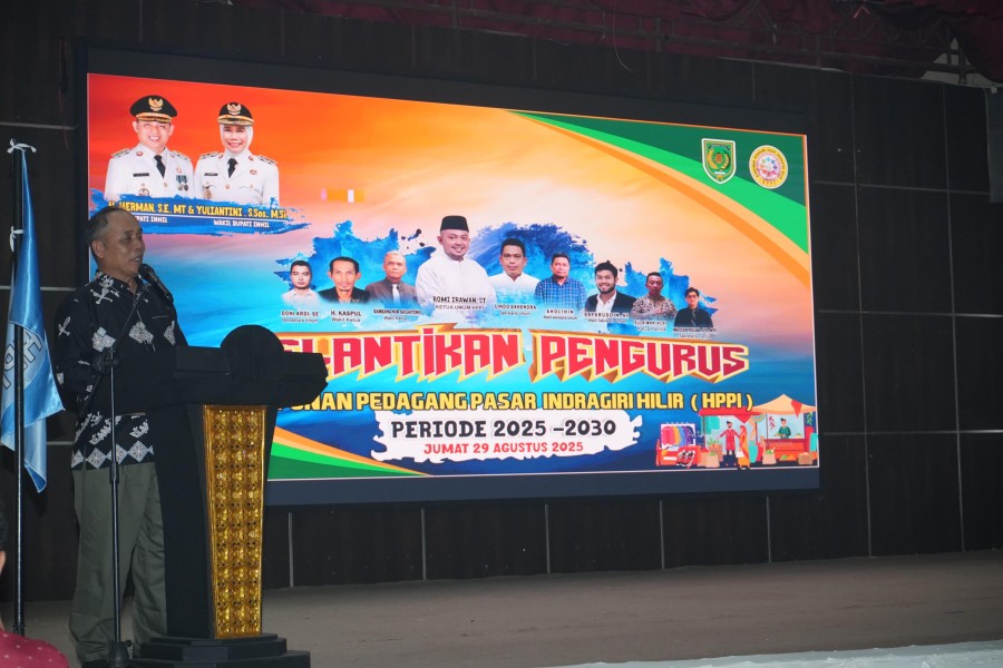 Lantik Pengurus HPPI 2025–2030, Bupati Inhil Dorong Solidaritas Pedagang Pasar
