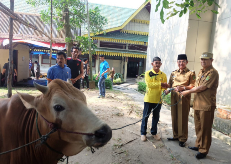 Idul Adha 1440 H, Bupati Tunaikan Ibadah Kurban Di lingkungan Setda Inhil