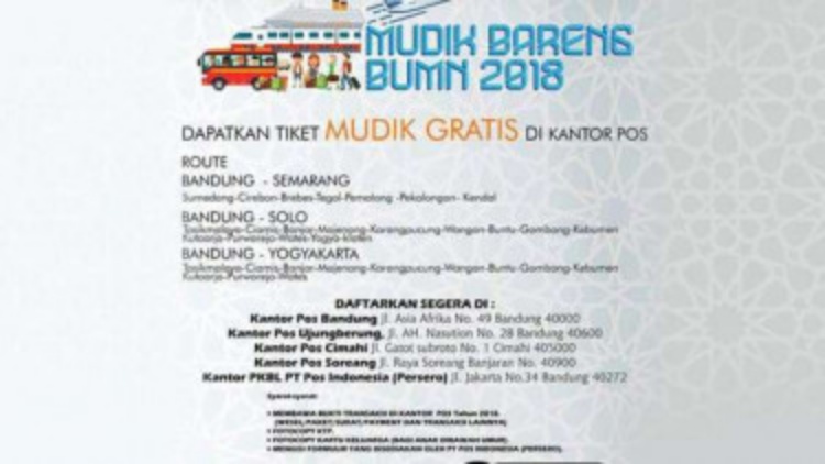 Mudik Gratis, Pos Indonesia Berangkatkan 500 Pemudik