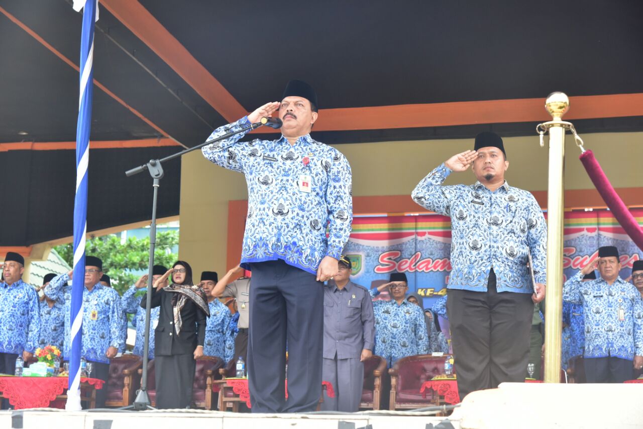 Pemkab Inhil Gelar Upacara Peringatan HUT Korpri Ke-46 dan HUT PGRI Ke-72