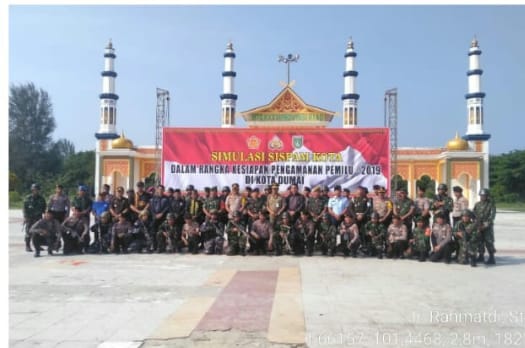 Kodim 0320/Dumai Bersama Polres Dumai Gelar Simulasi Pengamanan Pemilu 2019