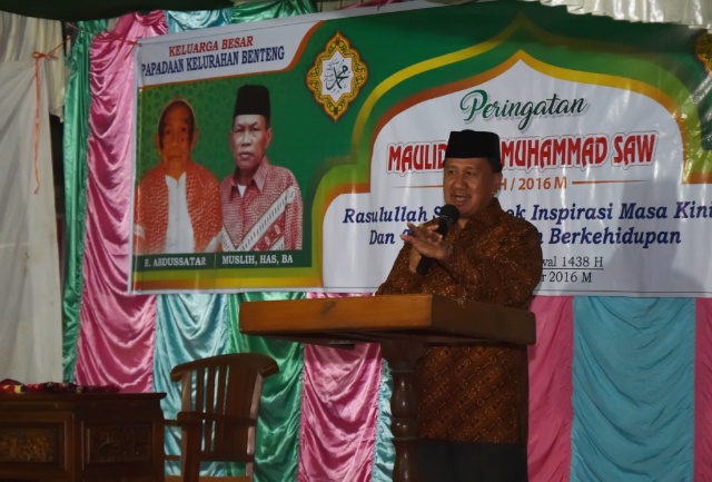 Wabup Inhil Hadiri Peringatan Maulid Nabi Muhammad SAW di Kelurahan Benteng