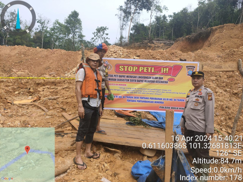 Tim Gabungan Polres Kuansing dan Polsek Hulu Kuantan Cek Aktivitas PETI di Desa Lubuk Ambacang