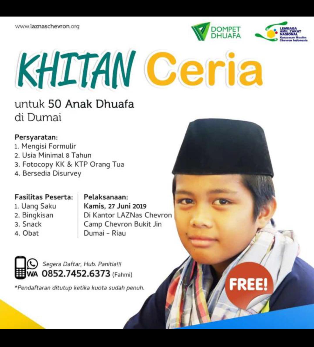 Ayo Daftar... LAZNas Chevron Dumai Gelar Khitan Gratis untuk 50 Anak