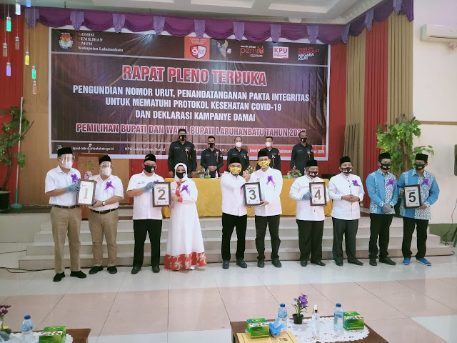 KPU Tetapkan Nomor Urut Pasangan Calon Bupati Labuhanbatu Periode 2021-2024