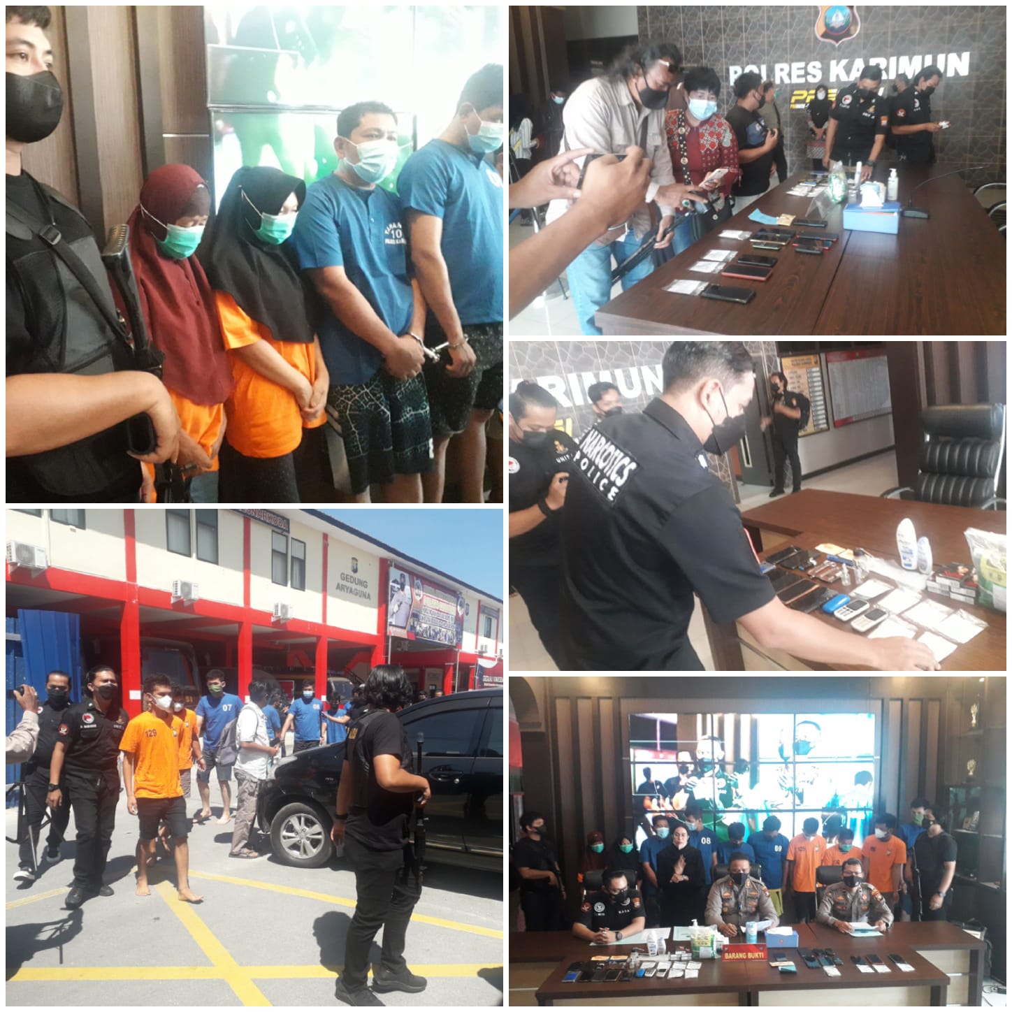 Di Karimun, 15 Pria dan 3 wanita tersangka pengedar sabu diamankan Polisi