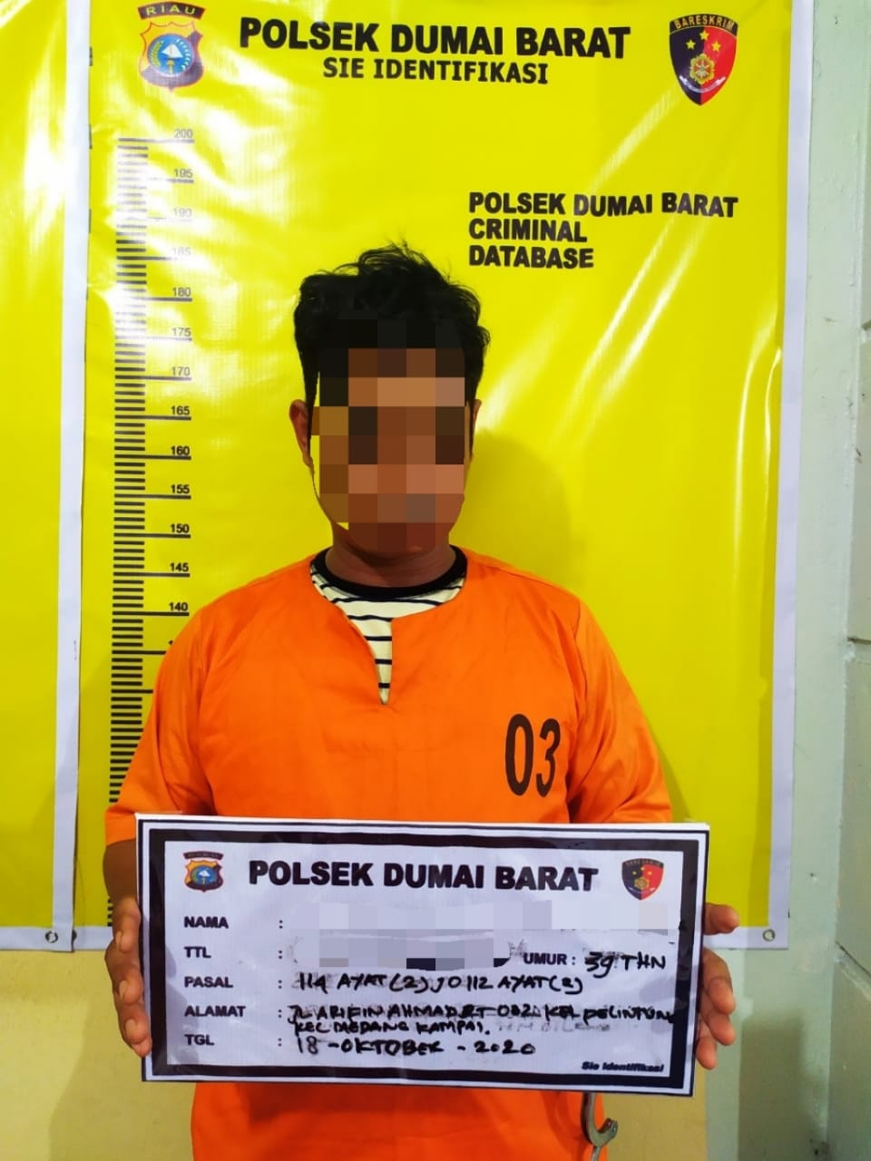 Mempunyai Narkoba, Warga Jaya Mukti Diringkus Polsek Dumai Barat