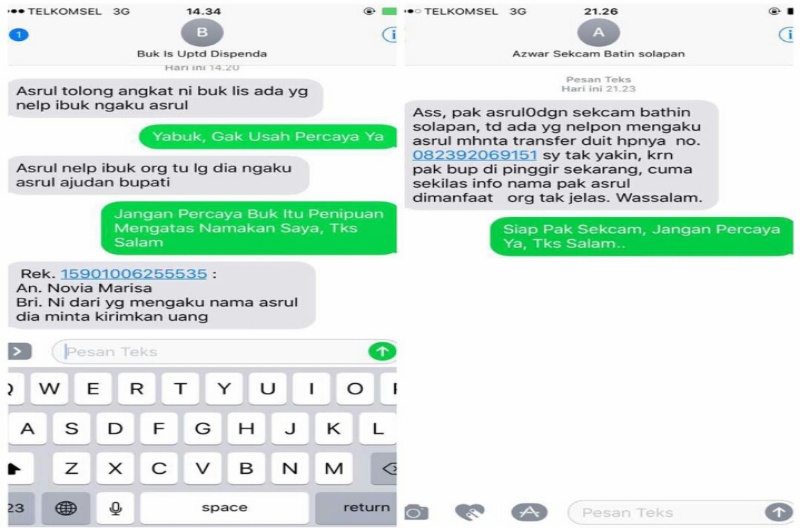 Hati - hati penipuan yang mengatasnamakan Ajudan Bupati Bengkalis