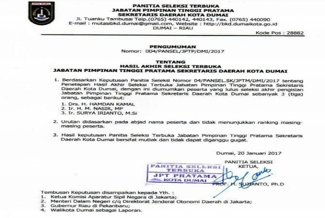 M Nasir Bakal Duduki Kursi ‘Empuk” Sekda Dumai?