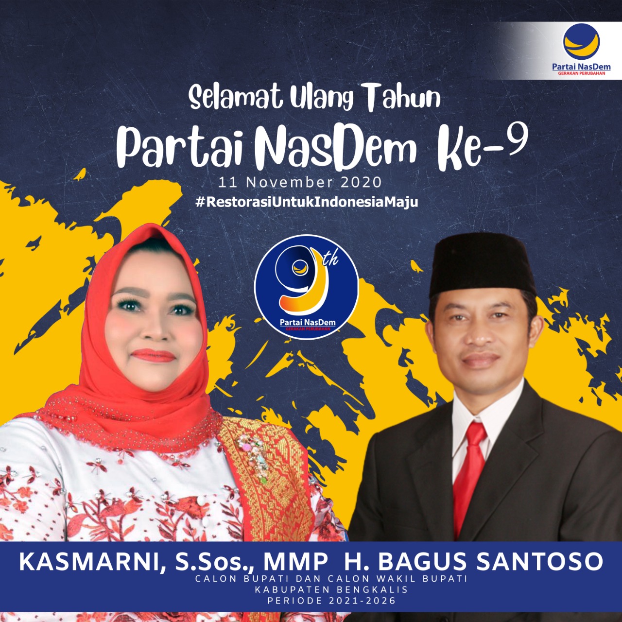 Kasmarni Sampaikan Selamat HUT Partai Nasdem Bangkitkan Semangat Restorasi