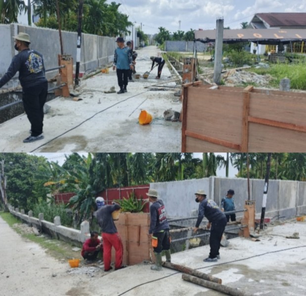 Polsek Kulim Pantau Pembangunan Jembatan Merah Putih untuk Kepentingan Masyarakat