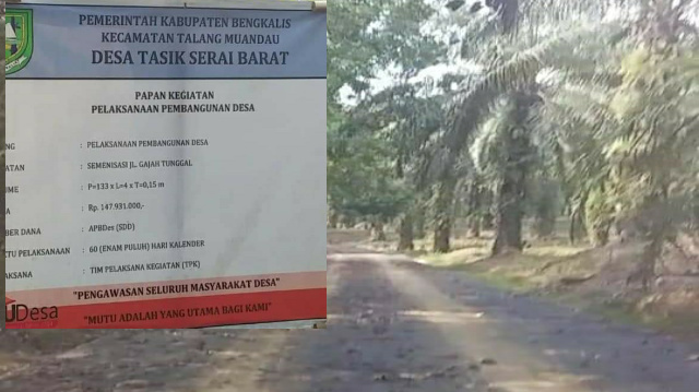 Pemdes Tasik Serai Barat Bangun Jalan Semenisasi, Warga Nilai Tidak Tepat Sasaran