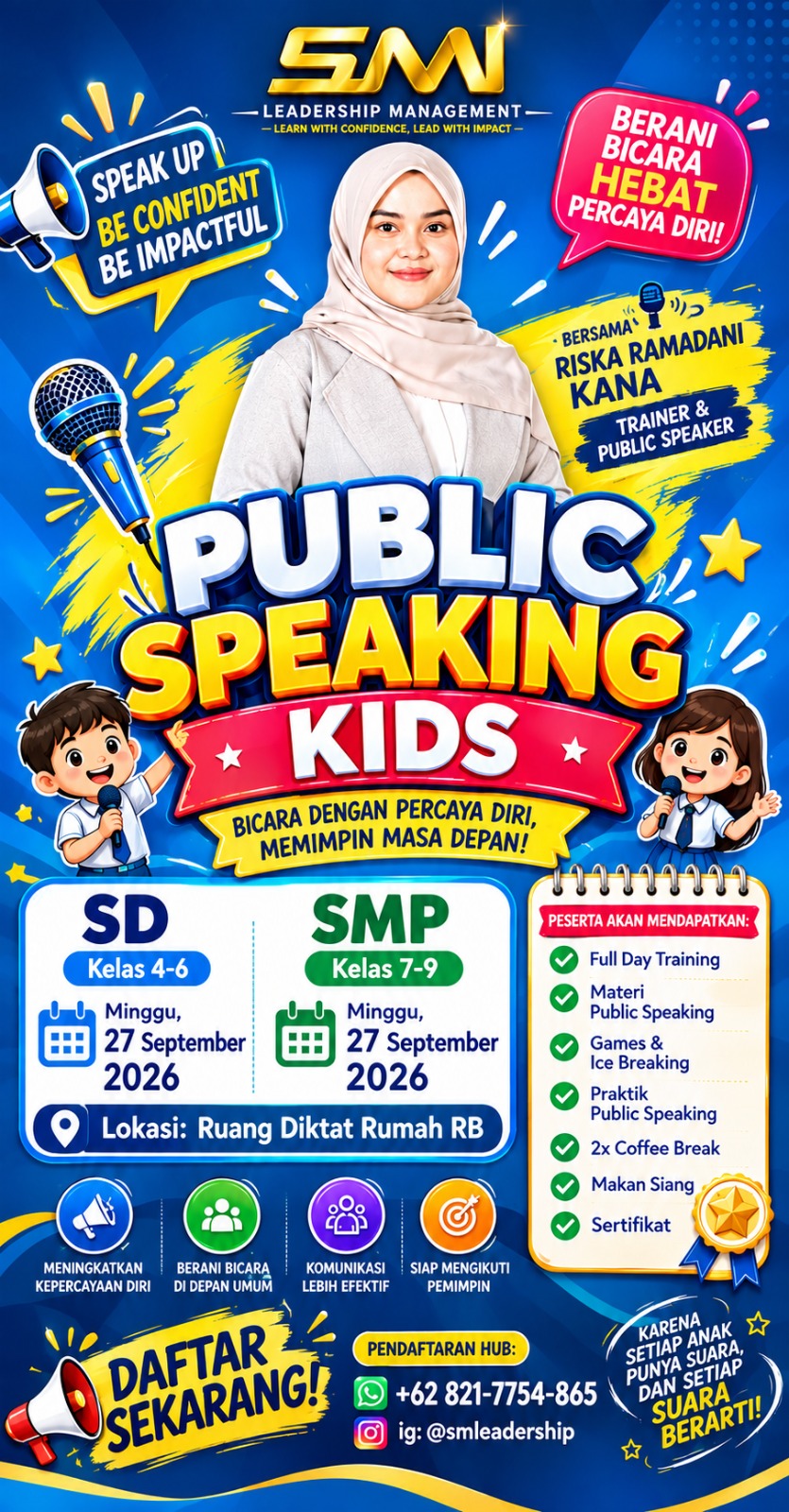 SMI Leadership Management Gelar Pelatihan Public Speaking untuk Siswa SD dan SMP