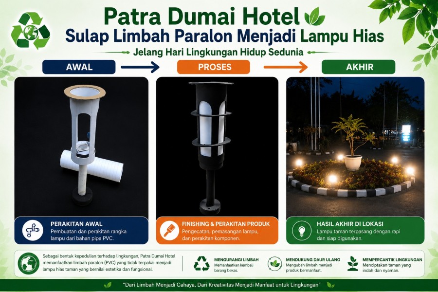 Patra Dumai Hotel Sulap Limbah Paralon Menjadi Lampu Hias Jelang Hari Lingkungan Hidup Sedunia