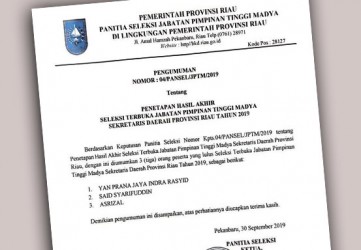Ini Nama Tiga Calon Sekdaprov Riau