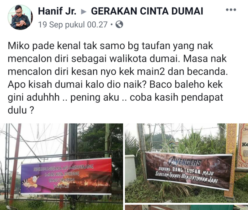 Spanduk ''Nyeleneh'' Bang Taufan Viral di Medsos