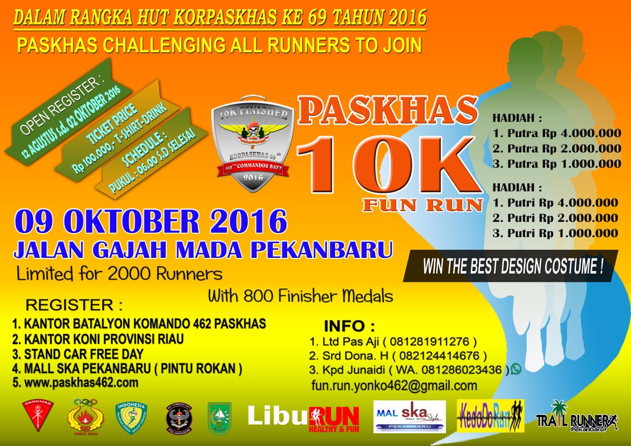 Batalyon Komando 462 Paskhas, Adakan Acara Fun Run 10K dengan Hadiah Jutaan Rupiah
