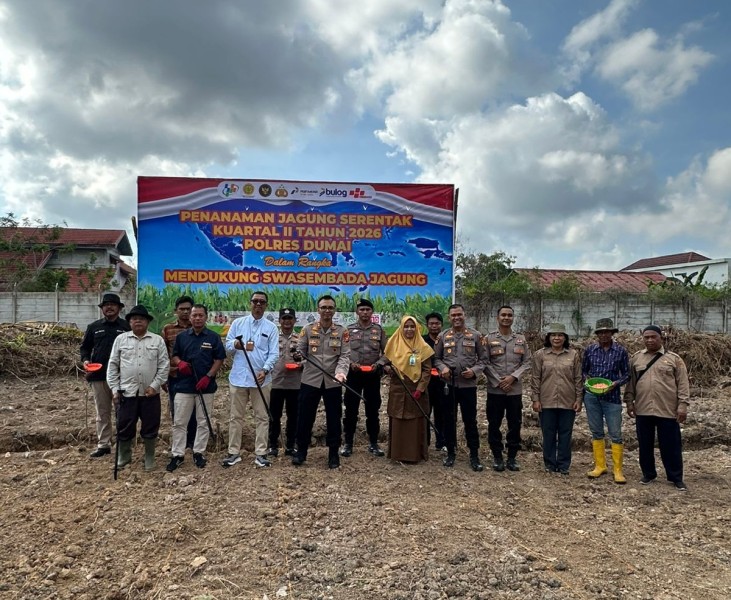 Polres Dumai Gelar Penanaman Jagung Serentak, Dukung Ketahanan Pangan Nasional