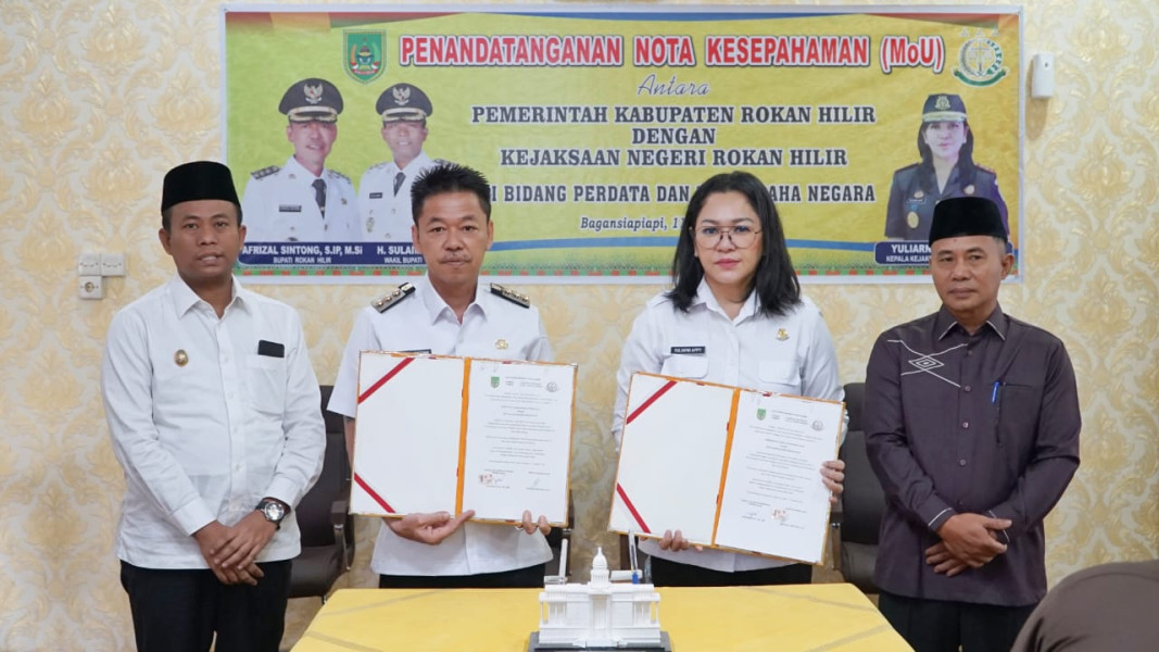 Antisipasi Persoalan Hukum, Pemkab Rohil dan Kejari Rohil Teken MoU Bidang Datun