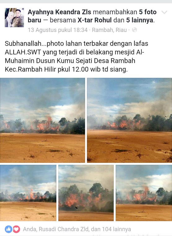 Subhanallah..!!! Api Bertuliskan Lafadz Allah di Rohul Bikin Netizen Takjub