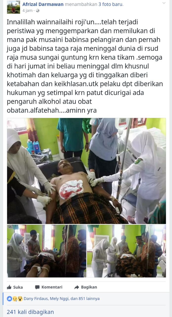Kasus Penikaman Babinsa Pelangiran Bikin Heboh Netizen