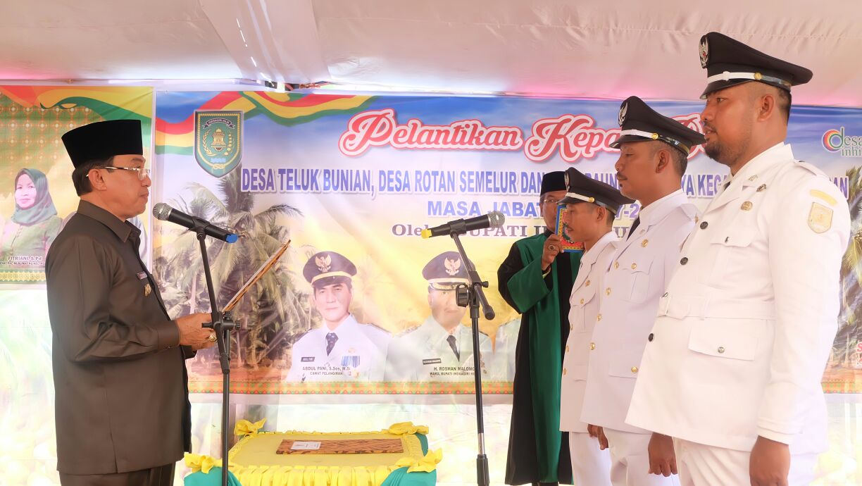 Bupati Inhil Lantik Tiga Kades Kecamatan Pelangiran