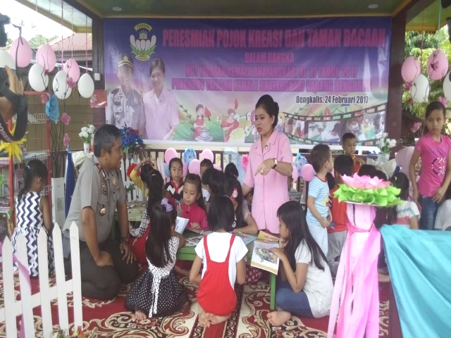 Peresmian Pojok Kreasi dan Taman Bacaan Bhayangkari Polres Bengkalis.