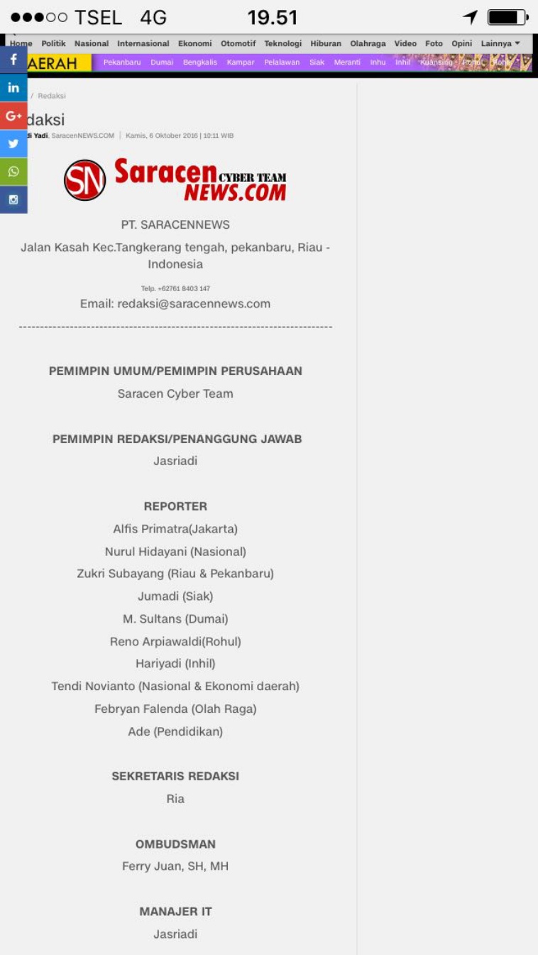 Seorang Wartawan di Inhil Ngaku Namanya Dicatut Saracen