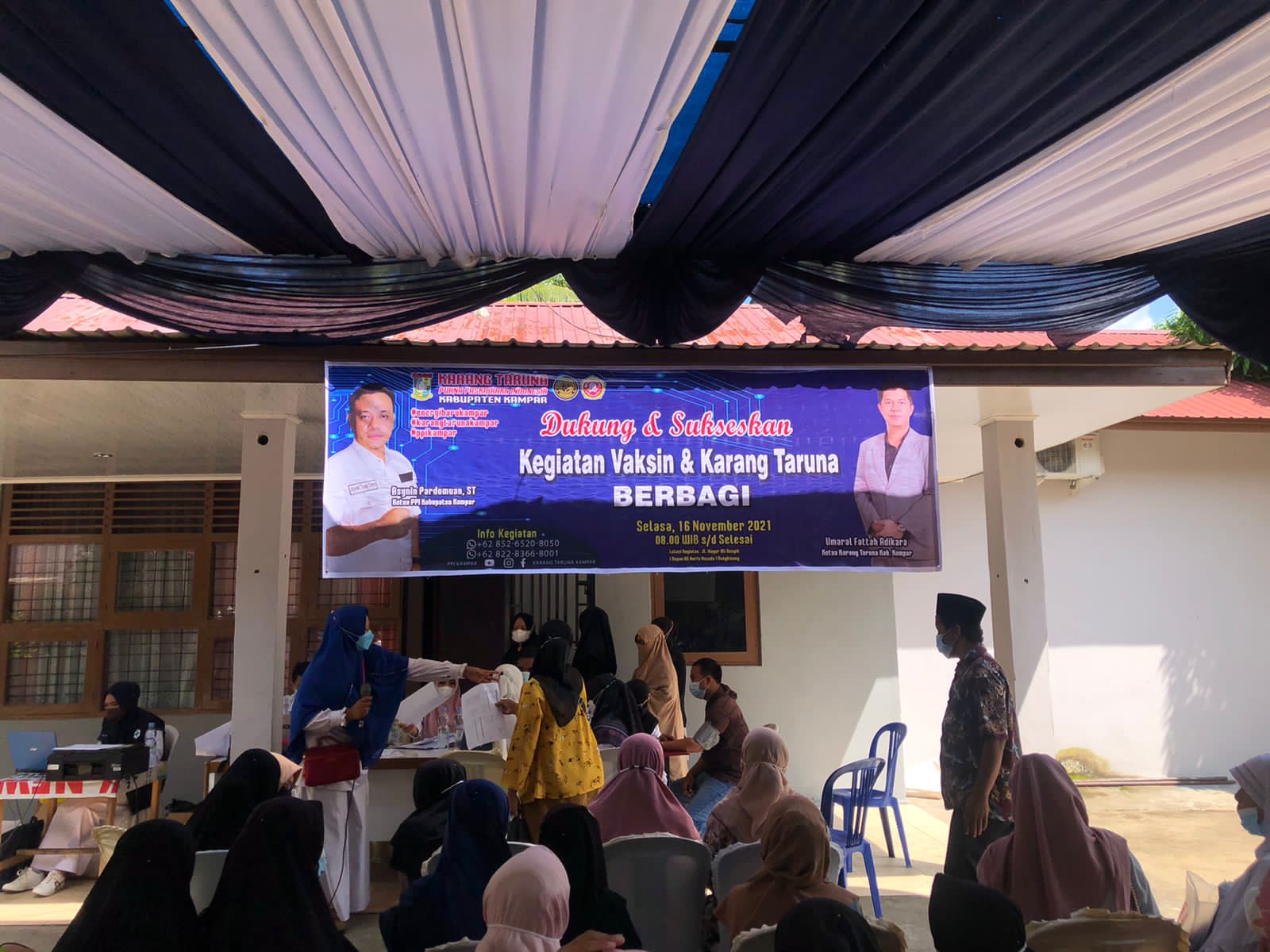 Karang taruna Kampar bersama Purna Paskibraka Indonesia Kampar Menggelar Vaksinasi Massal