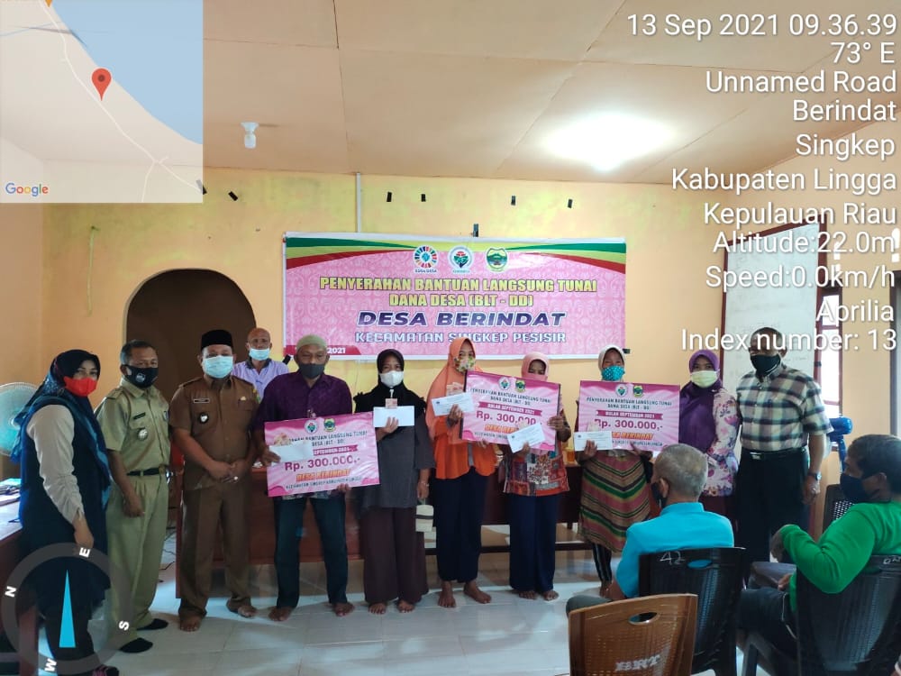 Desa Berindat 120 KK Terima BLT Tahap Dua Di Gedung Sebaguna Desa Berindat, Singkep Pesisir