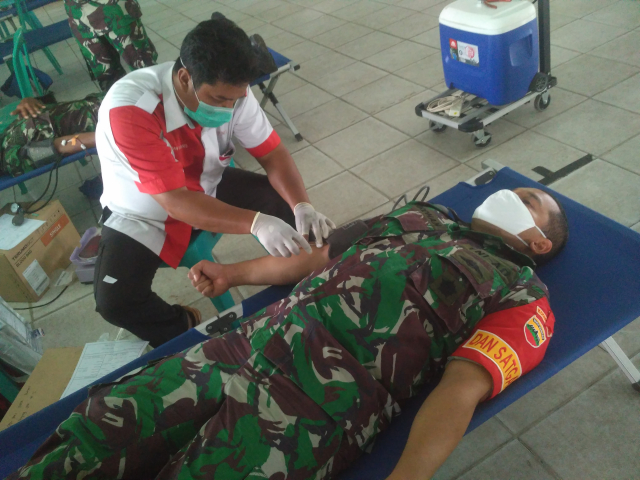 Pastikan Stok Darah Selalu Ada Selama Wabah Covid-19, Kodim 0320/Dumai Gelar Kegiatan Donor Darah