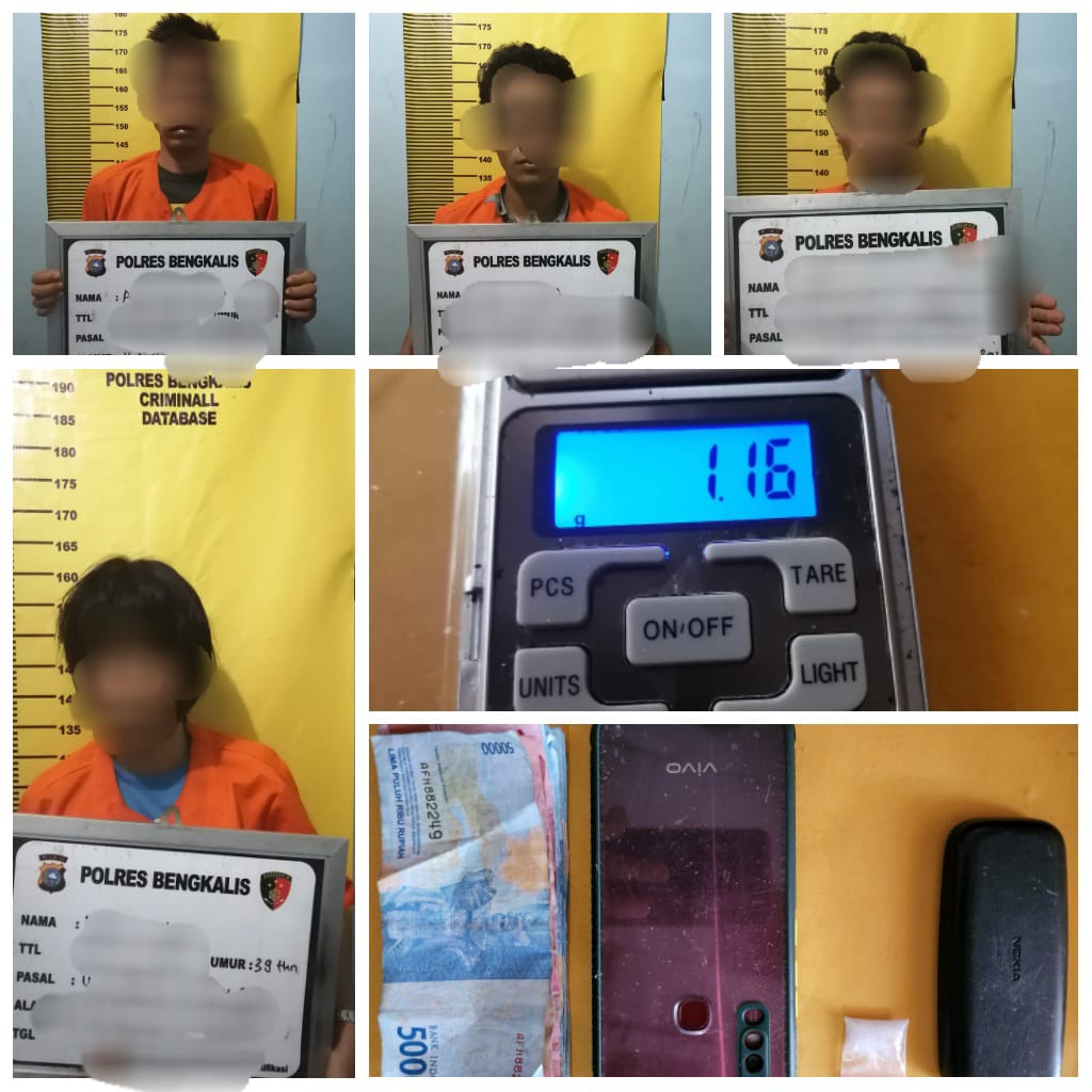 Satres Narkoba Polres Bengkalis Seret 3 Pria dan 1 Wanita Kedalam Jeruji Besi