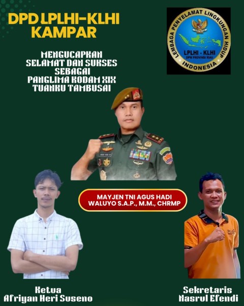 Pangdam XIX/Tuanku Tambusai Diresmikan, LPLHI KLHI Berharap Bisa Bersinergi Bersama