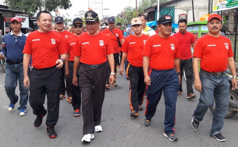 Bupati Wardan Ikuti Jalan Santai Tajaan Polres Inhil
