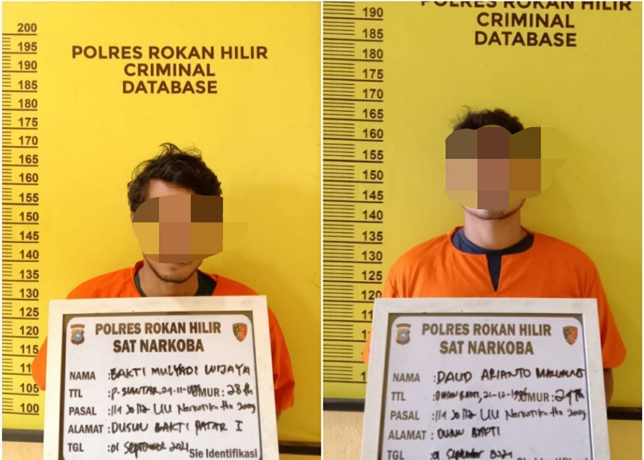 Dua Tersangka Diringkus Satuan Narkoba Polres Rohil Berikut BB 9,39 Gram Sabu