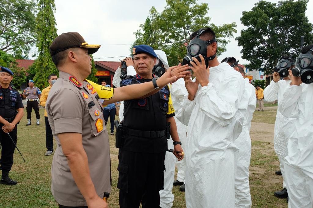 Polda Riau Gelar Apel Operasi Kontijensi Aman Nusa II (Penanganan Covid-19) Muara Takus 2020
