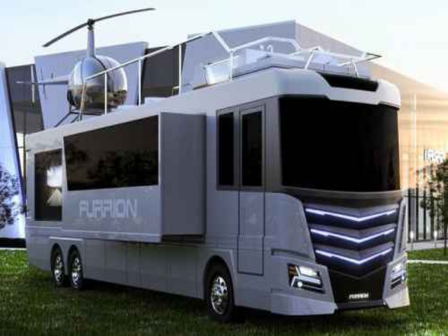 Wow Keren, Bus Supermewah Ini Dilengkapi Helikopter