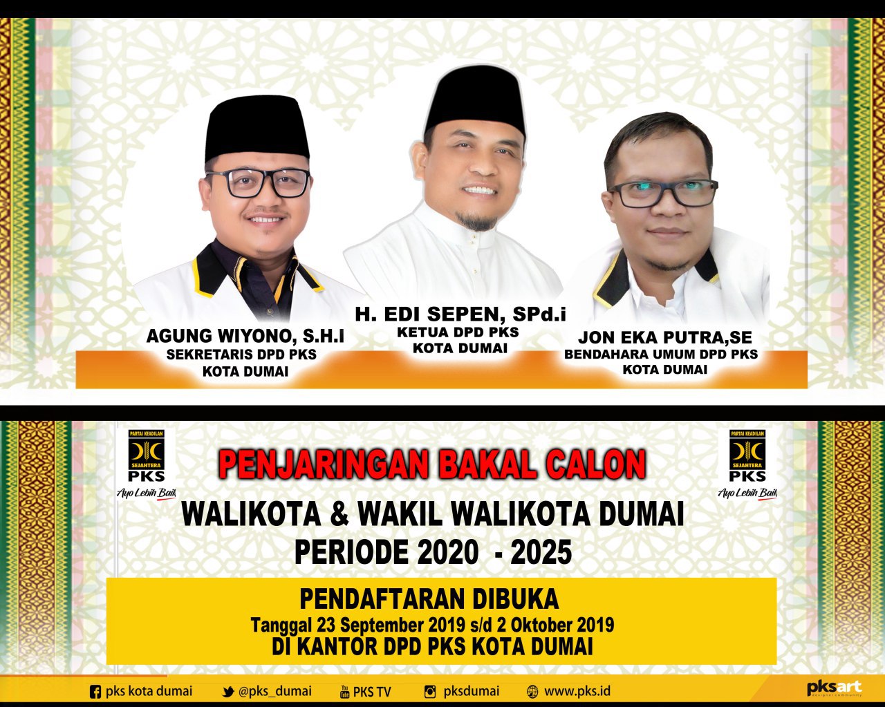 Partai Keadilan Sejahtera Kota Dumai Buka Penjaringan Untuk Balon Walikota dan Wakil Walikota