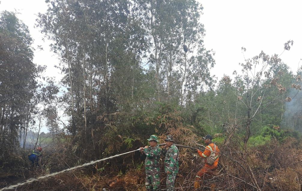 Koramil 04/PWK Masih Berjibaku Padamkan Kebakaran