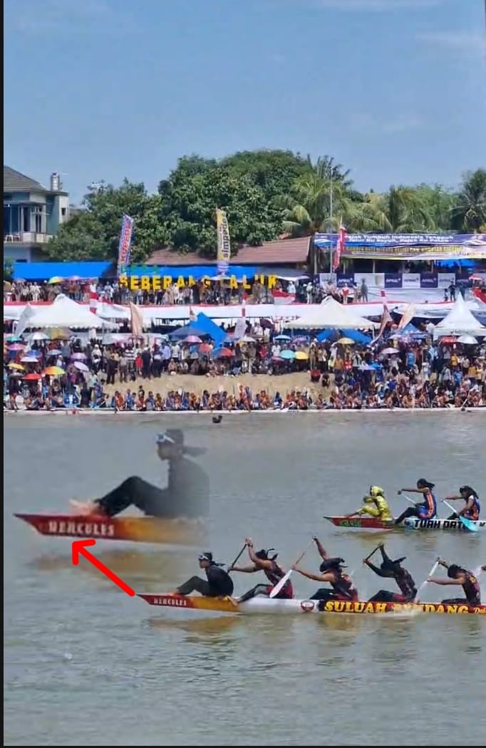 Tertangkap Kamera di Ujung Pacu Jalur Tepian Narosa, Nama Hercules Jadi Sorotan Ribuan Penonton