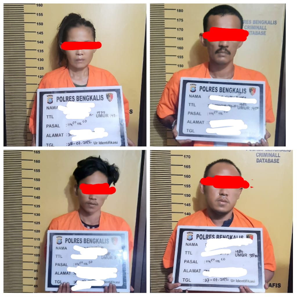 Team Satres Narkoba Polres Bengkalis Bekuk 3 Orang Pria dan 1 Perempuan, Kurir Narkotika Sabu